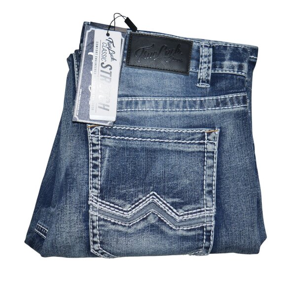 NEW True Luck Bootcut Jeans Men's Size 32x32 Thick Stitch Dark Wash BKE - Picture 8 of 8